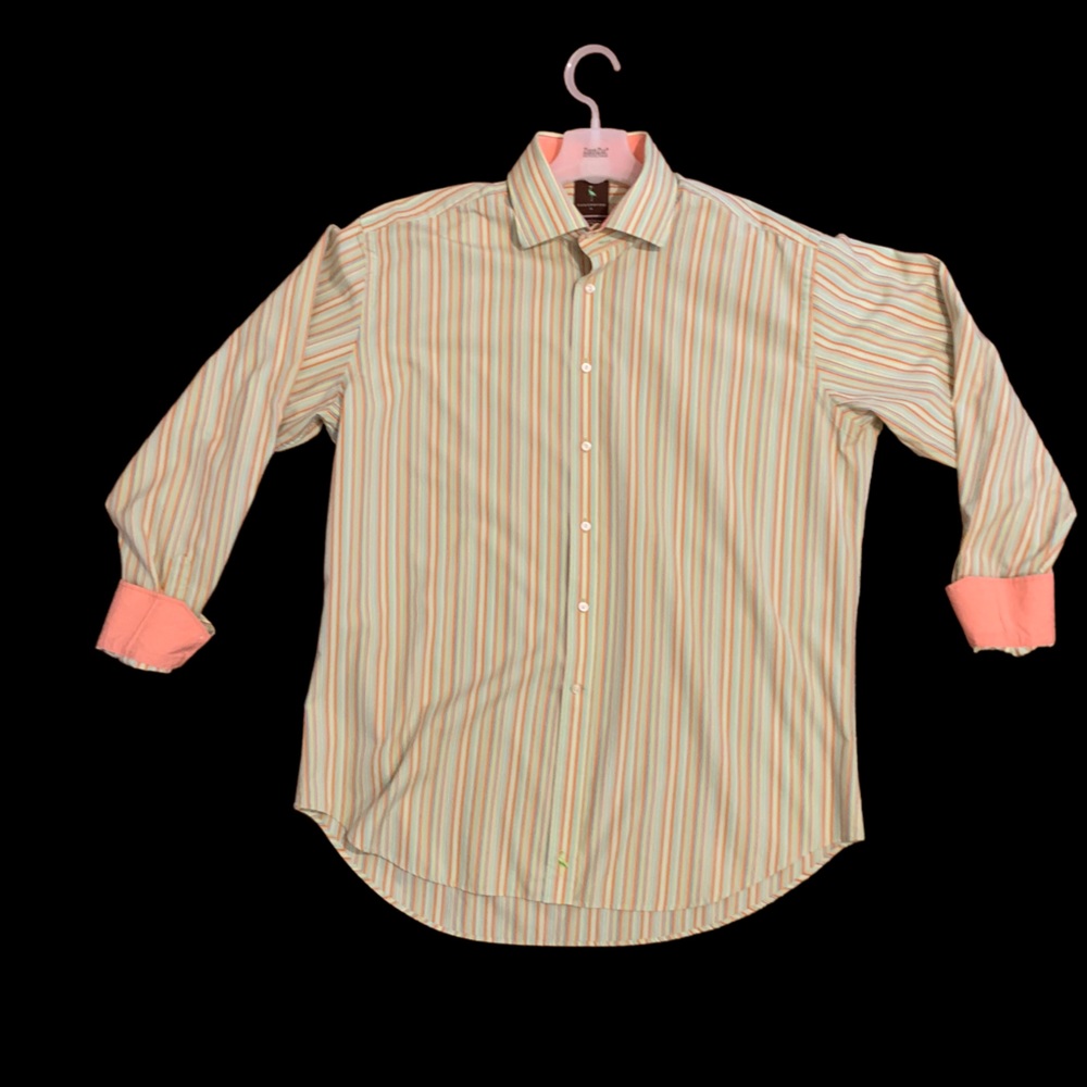 Men's TaylorByrd Button-Down Shirt in Citrus Green’s, Lt Blue and Coral Size XL